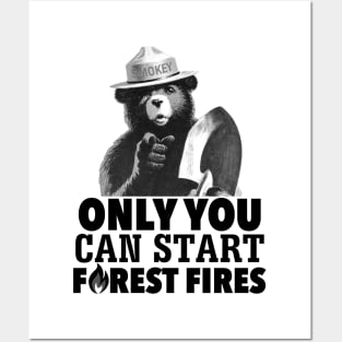 Smokey the Bear Only You Can START Forest Fires (black) Posters and Art